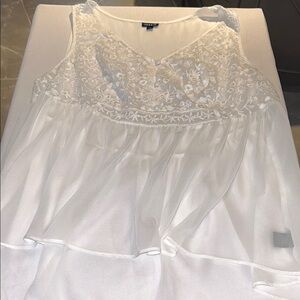 Torrid Sheer Ivory High Low Sleeveless Tank Blouse Lace EUC sz 2X